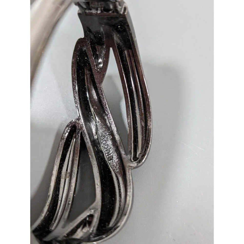 Lia Sophia Gunmetal Gray Twist Chunky Hinge Clamp Bracelet Galena Modern 6.5‎ in